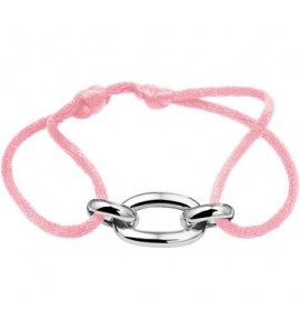 Gevlochten armband van rose touw met 925 zilveren schakels, 13 tot 26cm. - 3200758