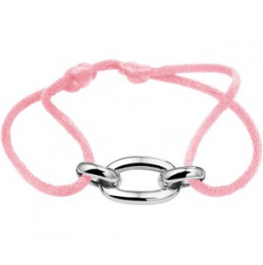 Gevlochten armband van rose touw met 925 zilveren schakels, 13 tot 26cm. - 3200758