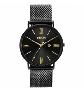 ZINZI Roman watch wijzerplaat zwart gg / zwart mesh band - 3211770