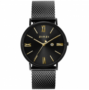 ZINZI Roman watch wijzerplaat zwart gg / zwart mesh band - 3211770