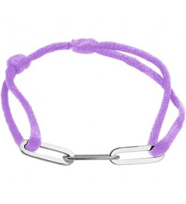 Gevlochten armband van paars touw met 925 zilveren schakels, 13 tot 26cm. - 3200751