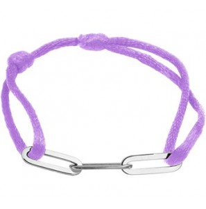 Gevlochten armband van paars touw met 925 zilveren schakels, 13 tot 26cm. - 3200751