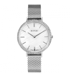 ZINZI horloge Grace, parelmoerwit wijzerplaat/zirconia st meshband - 3202299