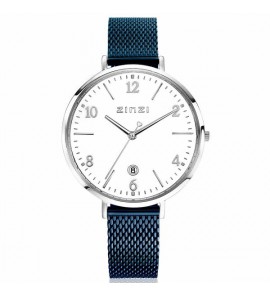 ZINZI horloge Sophie witte plaat blauw stln. band 38 mmRH groot horl.slv w.plt zlv/meshbnd - 3210158
