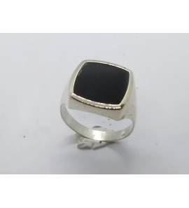 Zilver heren ring stomphoek met onix mt 19¾ - 3222041
