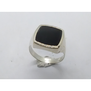 Zilver heren ring stomphoek met onix mt 19¾ - 3222041
