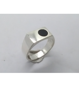Zilver heren ring rechthoek met onix mt 19 - 3222033