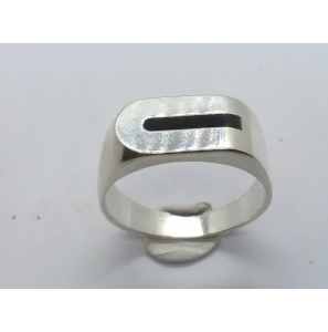 Zilver heren ring met onix rechthoek mt 20½ - 3222021