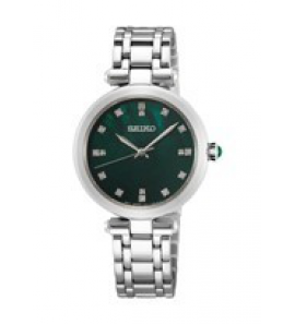 Seiko dames staal bracelet mop dail groen daimonds - 3220263