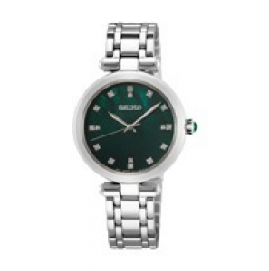 Seiko dames staal bracelet mop dail groen daimonds - 3220263