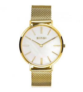 ZINZI Retro horloge gold wijzerplt. parelm./ meshband - 3220275