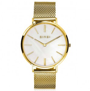 ZINZI Retro horloge gold wijzerplt. parelm./ meshband - 3220275