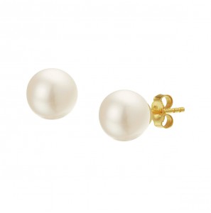 Goud oorknop met zoewaterparel 7-7.5 mm - 3220547