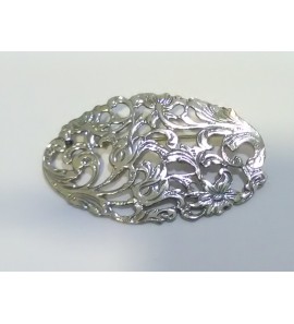 Zilver oudhollandse broche ovaal bloemen 58x35 mm - 3222695
