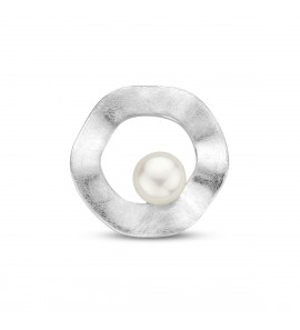 Zilver hanger cirkel ysmat met zw parel 6.5 mm 20 mm - 3222662