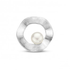 Zilver hanger cirkel ysmat met zw parel 6.5 mm 20 mm - 3222662