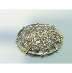 Zilver oudhollandse broche ovaal bloemen 38x29 mm - 3222693