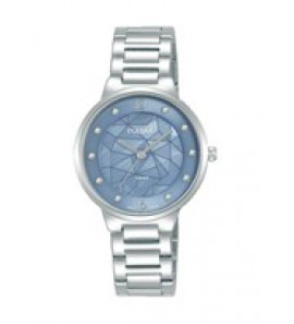 Pulsar dames staal bracelet blauw mop dial swarovski - 3210927