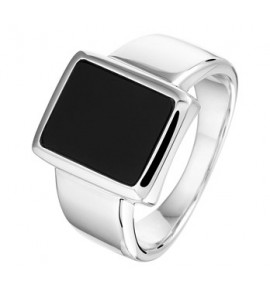 Zilveren heren ring  onix rechthoek mt. 19 - 3202102