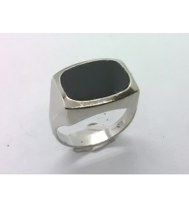 Zilver heren ring stomphoek met onix mt 19 - 3222042