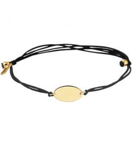 Zwart gevlochten armband met 14k geelgouden elementen. 13 tot 19cm. Het plaatje heeft een afmeting van 6.5x11.5mm. - 3202088