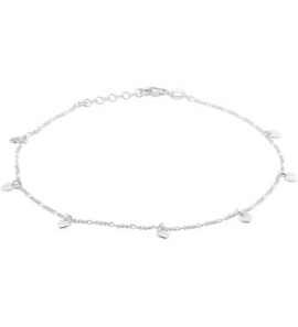 Zilver RH enkelbandje anker met hartjes 24-26 cm - 3200768