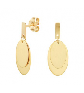 Geelgouden oorhangers 2.2 cm uitgevoerd met een ovale hangers poli/matte afwerking 15x8.5mm. - 3202086