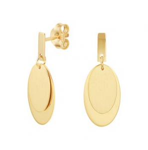 Geelgouden oorhangers 2.2 cm uitgevoerd met een ovale hangers poli/matte afwerking 15x8.5mm. - 3202086