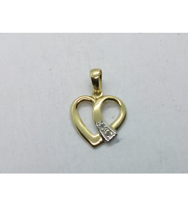 Goud hanger hart bicolour met diamant 10 mm - 3211434