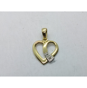 Goud hanger hart bicolour met diamant 10 mm - 3211434