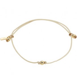 Goud armband beige katoen met bolletjes 3 mm 13-19 cm - 3201042
