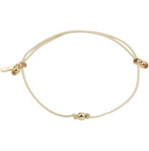 Goud armband beige katoen met bolletjes 3 mm 13-19 cm - 3201042