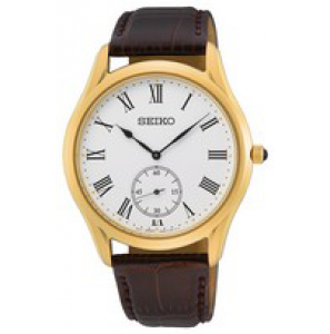 Seiko heren doublÚ bruin lederen band wit 50m wt - 3220355