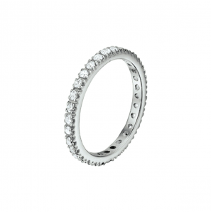 Zilver RH aanschuifring 2mm met vol zirkonia mt 19 - 3220108