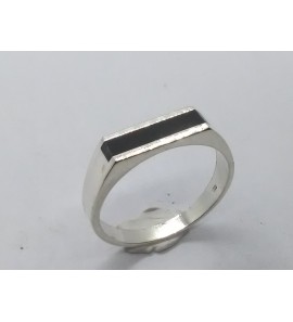 Zilver heren ring rechthoek met onix mt 21 - 3222044