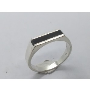 Zilver heren ring rechthoek met onix mt 21 - 3222044