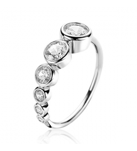 ZINZI zlv. ring aflopende ronde zirconia's mt. 56 - 3202328