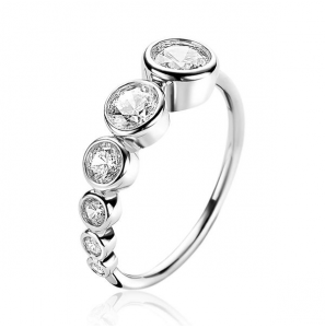 ZINZI zlv. ring aflopende ronde zirconia's mt. 56 - 3202328