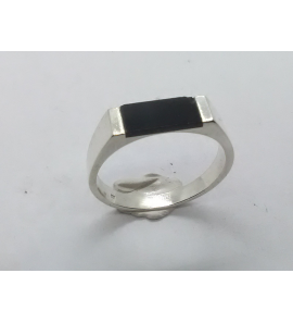 Zilver heren ring rechthoek met onix mt 20¼ - 3222048