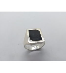 Zilver heren ring rechthoek met onix mt 19¾ - 3222050