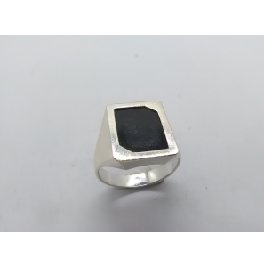 Zilver heren ring rechthoek met onix mt 19¾ - 3222050