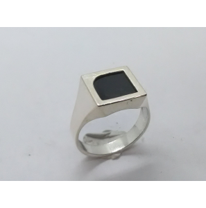 Zilver heren ring vierkant met onix mt 18¾ - 3222052