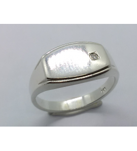 Zilver heren ring stomp rechthoek met zirkonia mt. 19¼ - 3222911