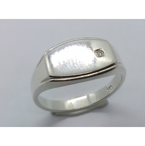 Zilver heren ring stomp rechthoek met zirkonia mt. 19¼ - 3222911