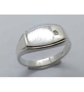 Zilver heren ring stomp rechthoek met zirkonia mt. 19¾ - 3222912