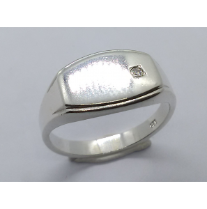 Zilver heren ring stomp rechthoek met zirkonia mt. 19¾ - 3222912