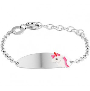 Zilver plaatbandje met email eenhoorn 9-11 cm - 3200759