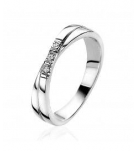 ZINZI zilv. ring smal cross-over 3x zirkonia mt. 56 - 3200579