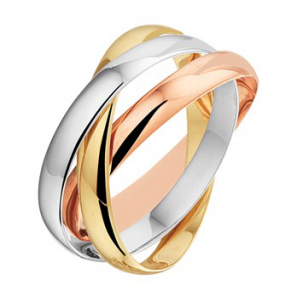 Goud tri-colour dames ring 3 in 1 2.8 mm mt. 18 - 3210226