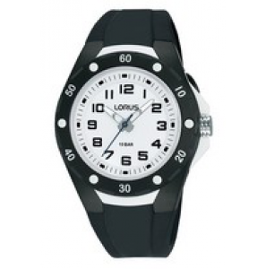 Lorus young analoog zwart ciliconenband wit 100m wr - 3220259